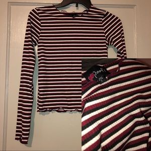 Burgundy Striped Long Sleeve Shirt